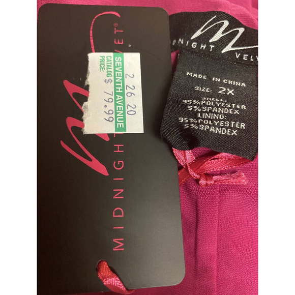 Midnight Velvet Stretchy Fuchsia Pink Cascade Draped Office NIght Out Dress - Picture 11 of 12